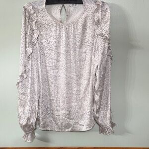 LOFT Women's Cream Ruffle Blouse Size: Small